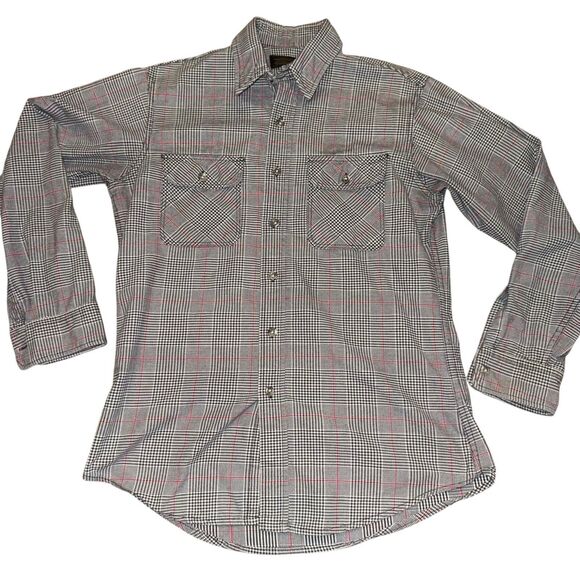 Vintage Eddie Bauer Mens M Plaid Flannel‎ Shirt Jacket USA Cloth Button Up - Picture 6 of 10